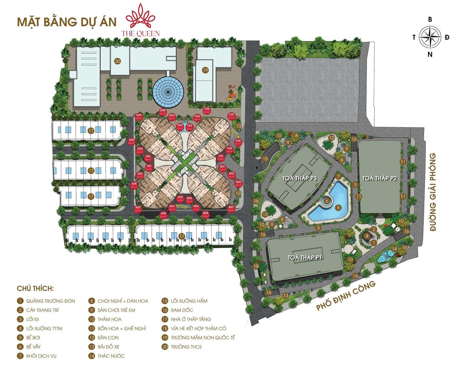 Mặt bằng tiện ích chung cư 360 Giải Phóng